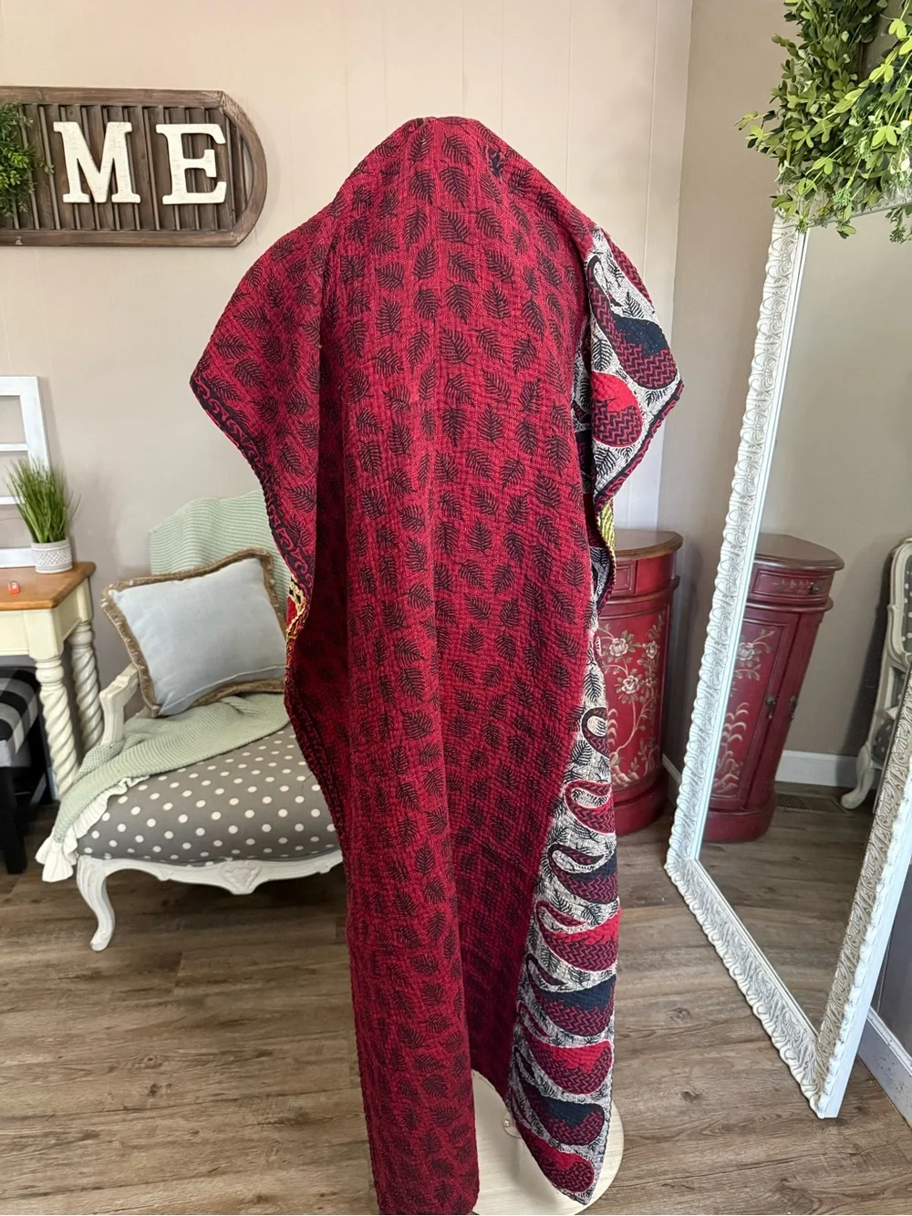 ConneXions Fair Trade Kantha Quilt Throw Recycled Sari Handmade India Boho 36x80
